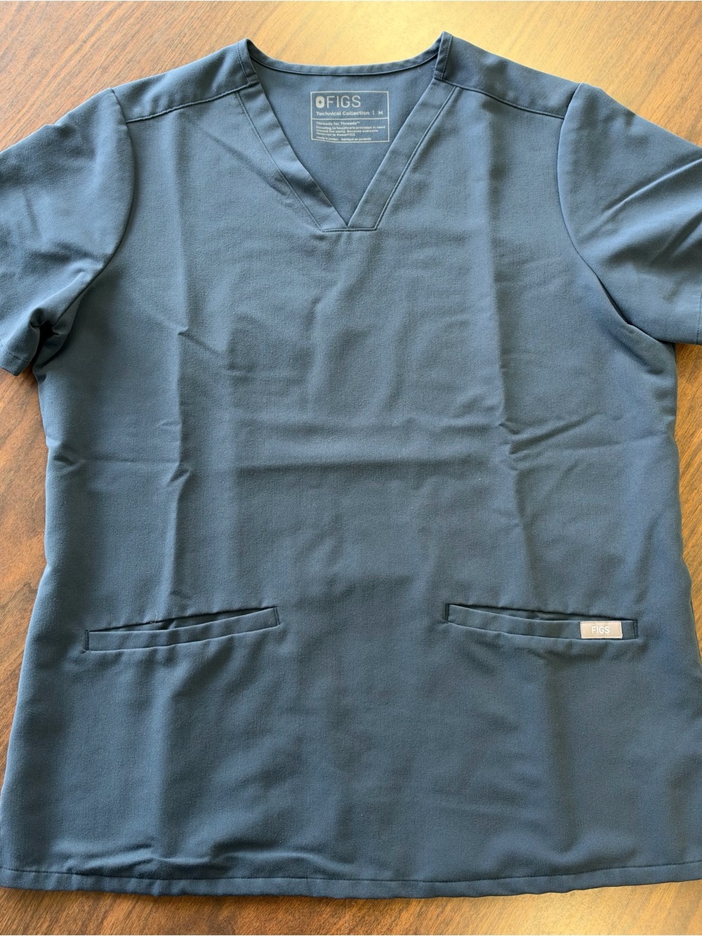 Figs Women's Navy V-Neck Scrub Top with Pockets - Dark Harbor